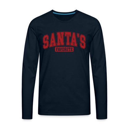 Santa's Favorite Men's Premium Long Sleeve T-Shirt - deep navy