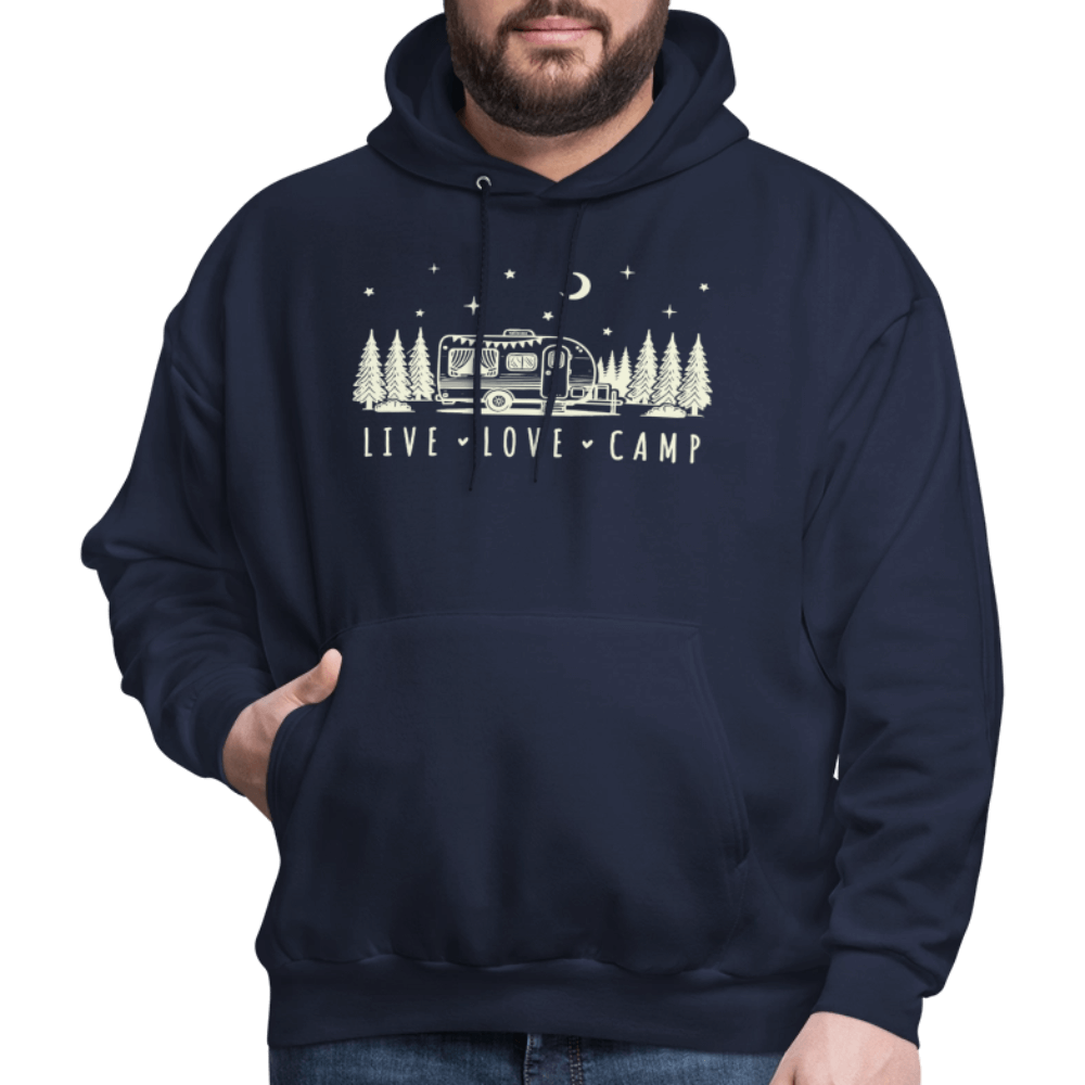 Live Love Camp Hoodie – Camper Under the Stars - navy