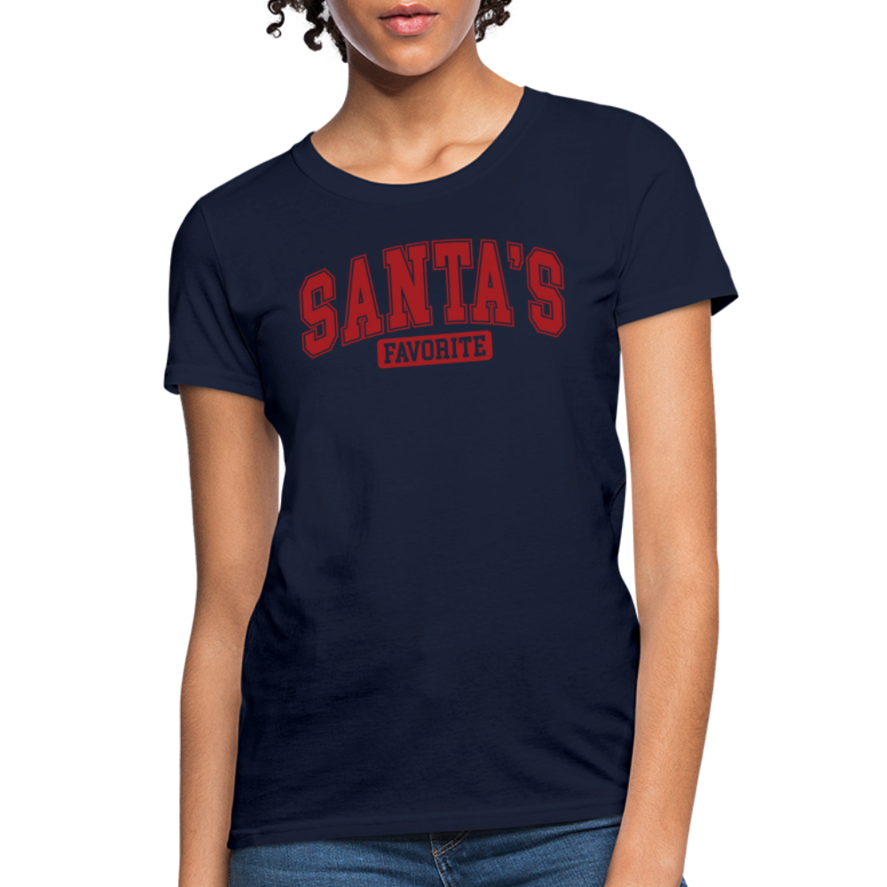 Santa's Favorite Women's Contoured T-Shirt - navy