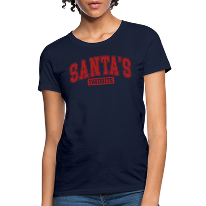 Santa's Favorite Women's Contoured T-Shirt - navy