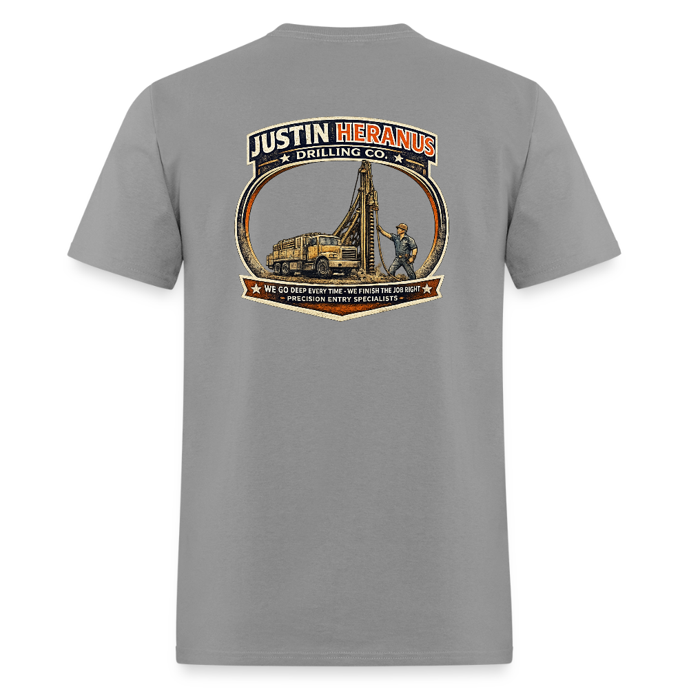 Justin Heranus Drilling Co Double Sided Funny Humor Tee - rock