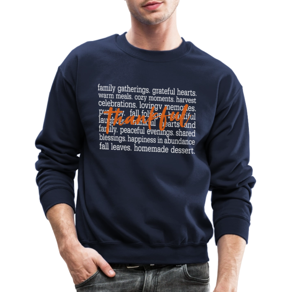 Thankful Word Art (Thanksgiving) Sweatshirt - navy