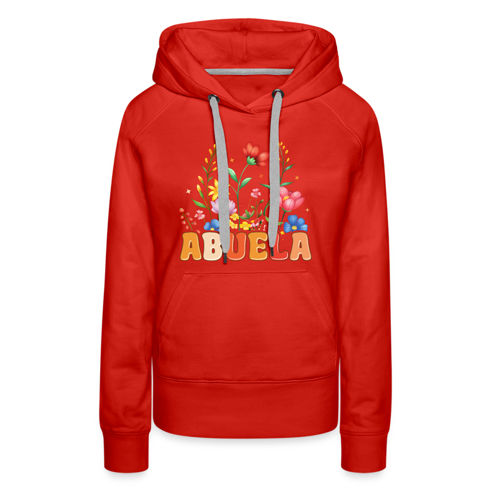 Abuela Women’s Premium Hoodie with Floral Design - red