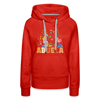 Abuela Women’s Premium Hoodie with Floral Design - red