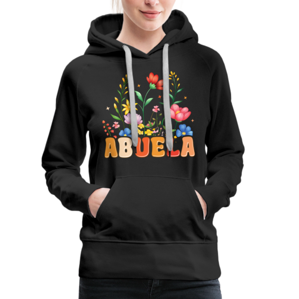 Abuela Women’s Premium Hoodie with Floral Design - black