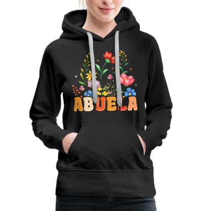 Abuela Women’s Premium Hoodie with Floral Design - black