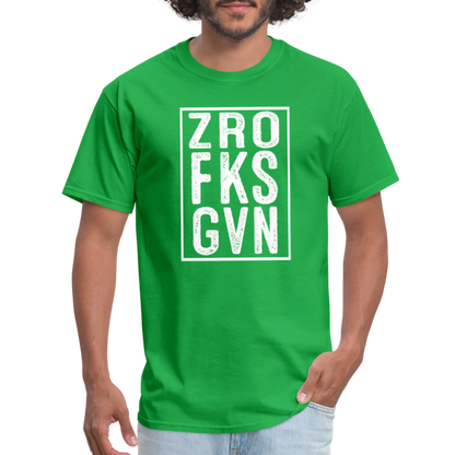 ZRO FKS GVN (Zero Fucks Given) T-Shirt - bright green