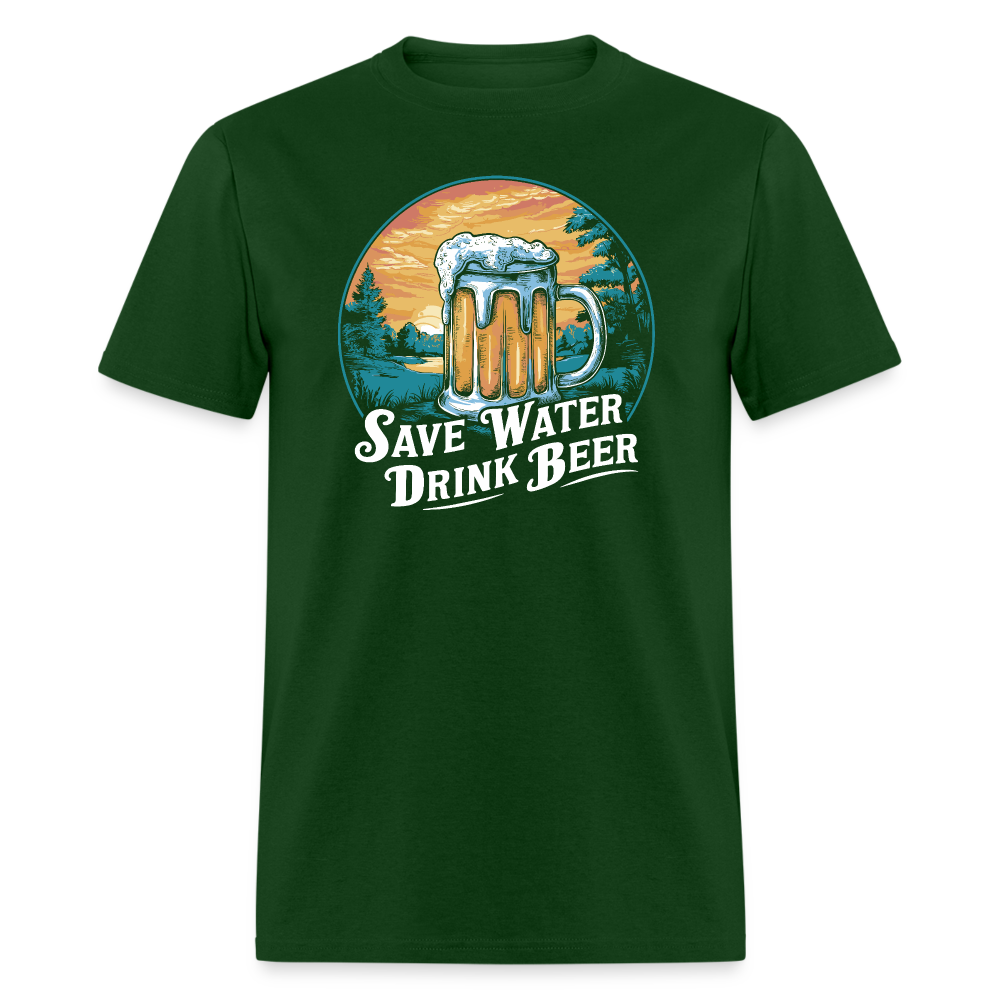 Save Water Drink Beer (Funny Drinking) T-Shirt - forest green