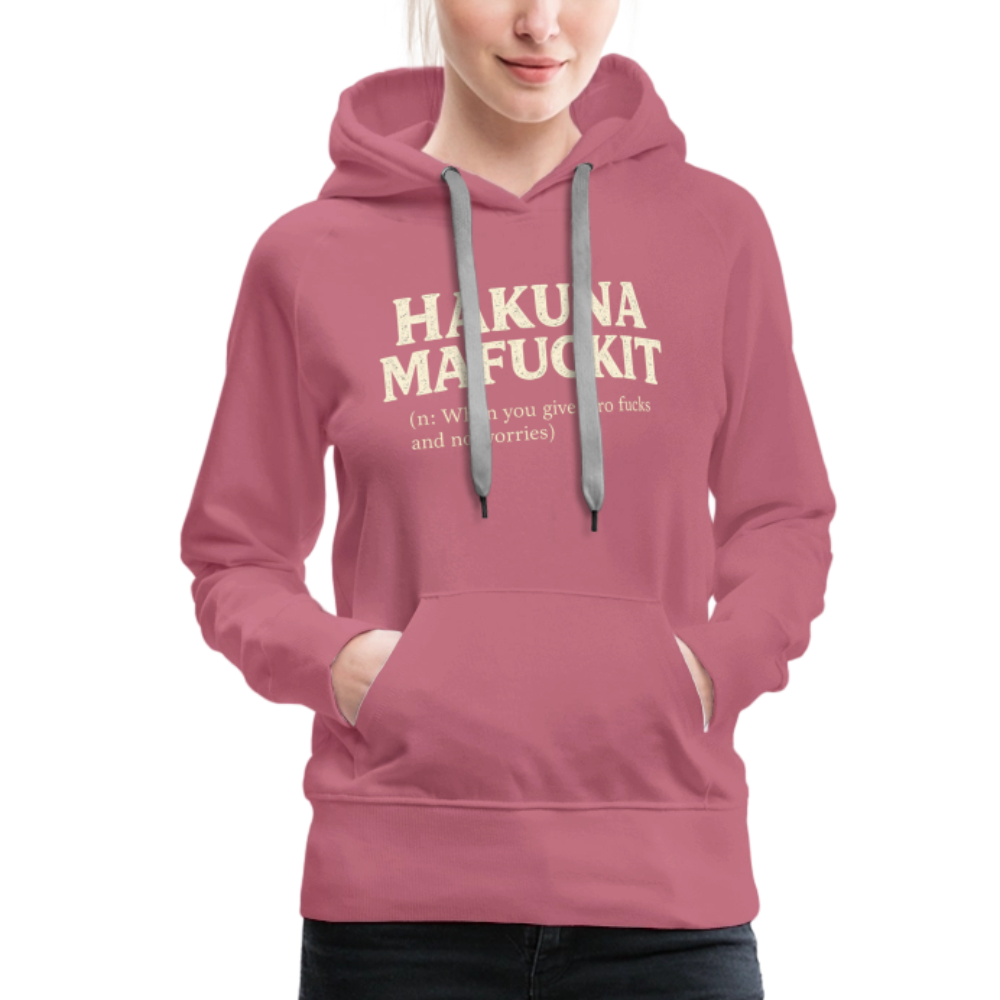 Hakuna Mafuckit Women’s Funny Graphic Hoodie Color: Heather Denim