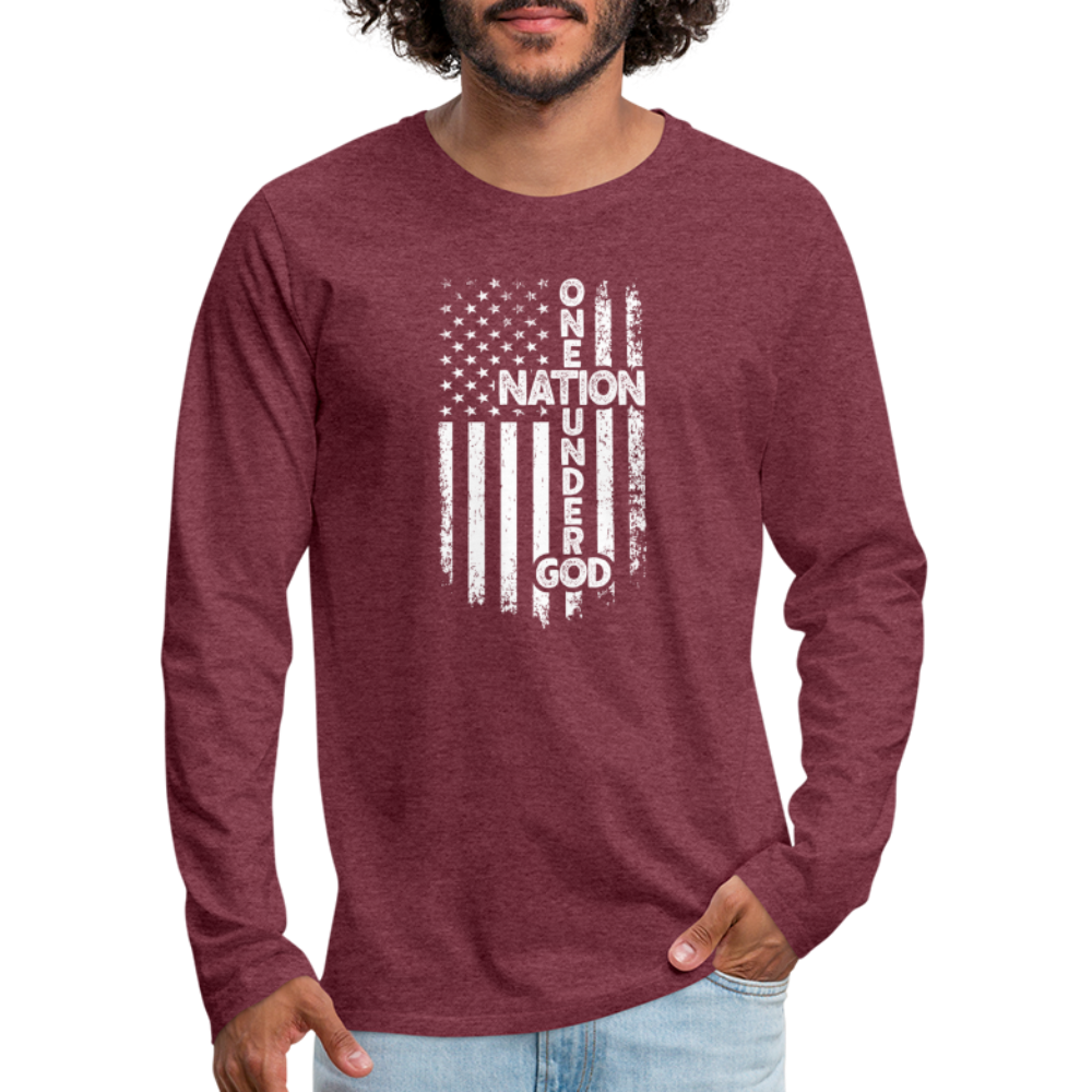 One Nation Under God Men's Premium Long Sleeve T-Shirt - heather burgundy