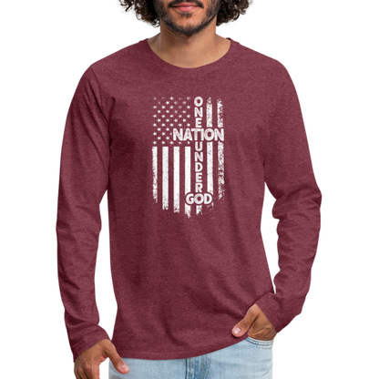 One Nation Under God Men's Premium Long Sleeve T-Shirt - heather burgundy