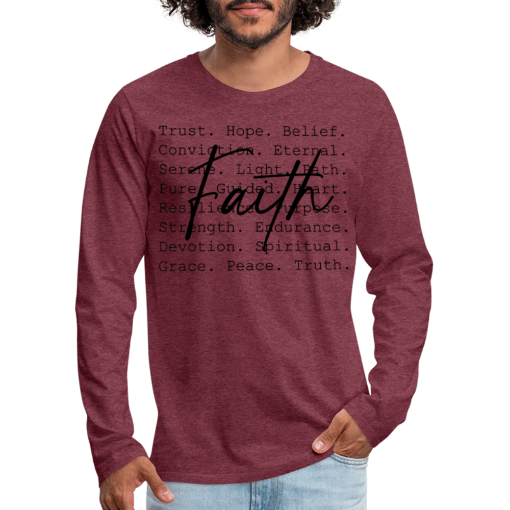 Faith Word Art Men’s Long Sleeve T-Shirt - heather burgundy