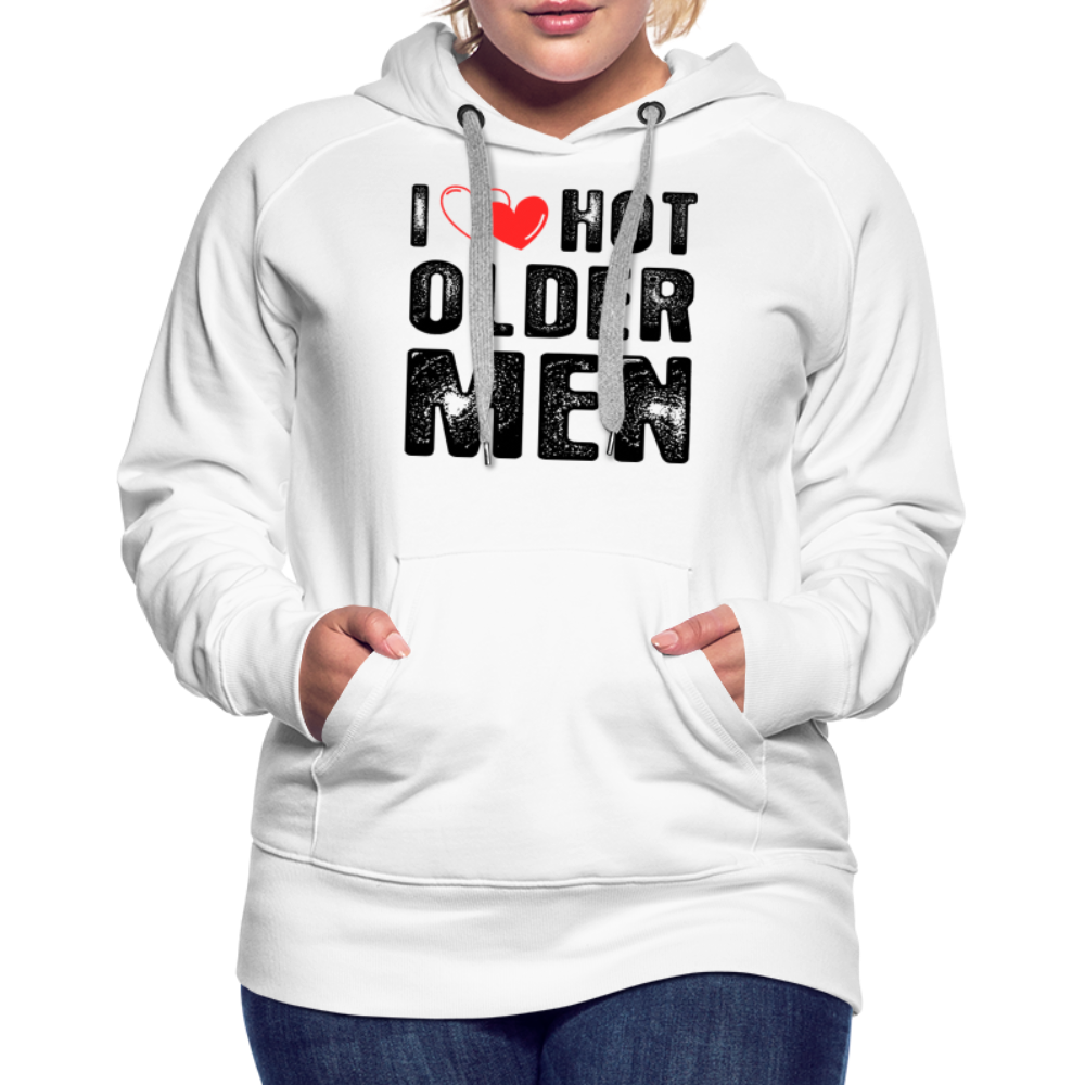 I Heart Hot Older Men (I Love Hot Older) Men Women’s Premium Hoodie - white