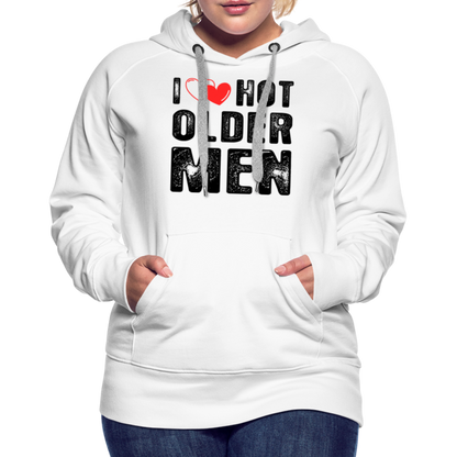 I Heart Hot Older Men (I Love Hot Older) Men Women’s Premium Hoodie - white