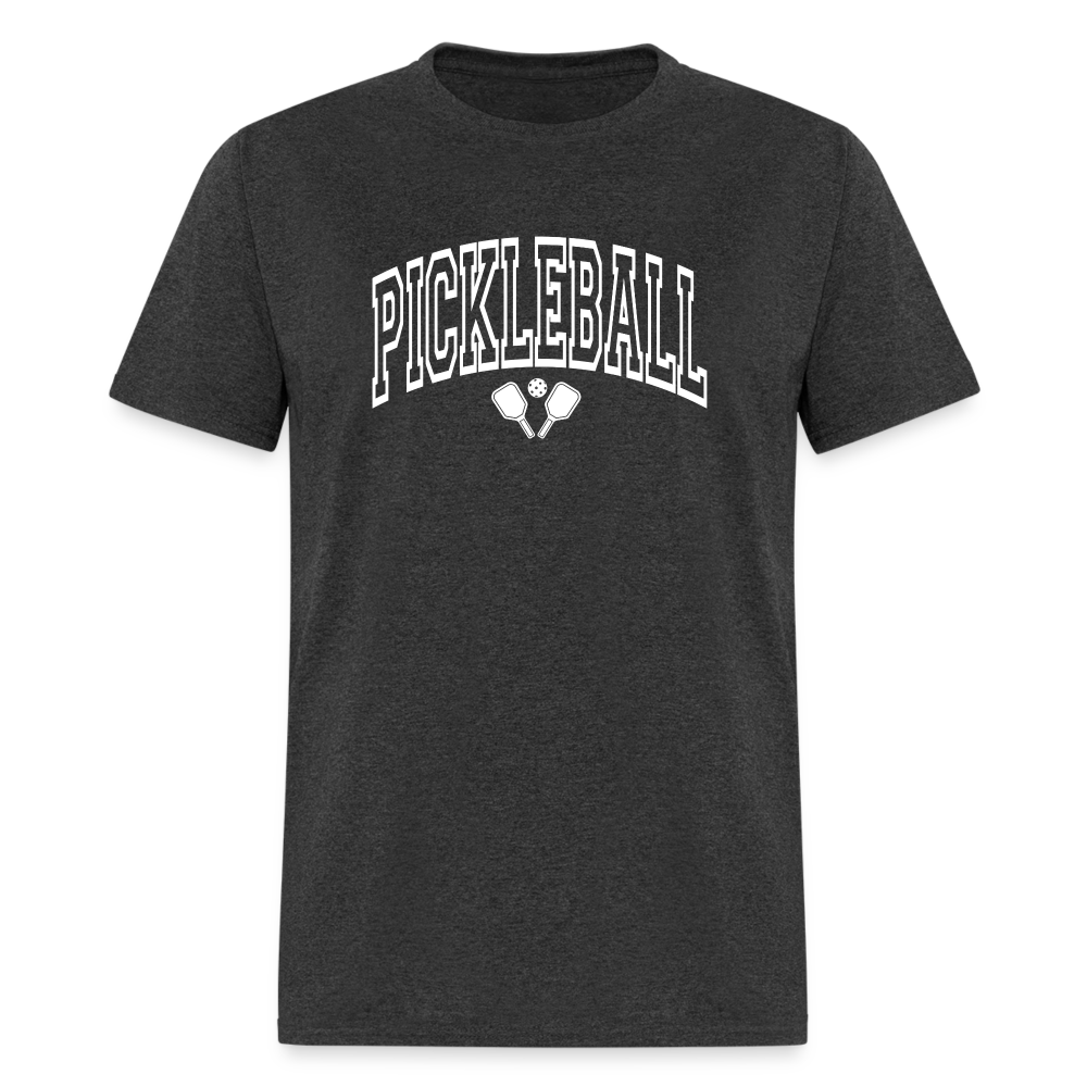 Pickleball T-Shirt (White Arch Letters) - heather black