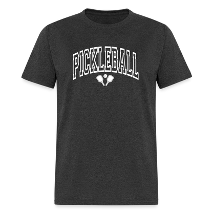 Pickleball T-Shirt (White Arch Letters) - heather black