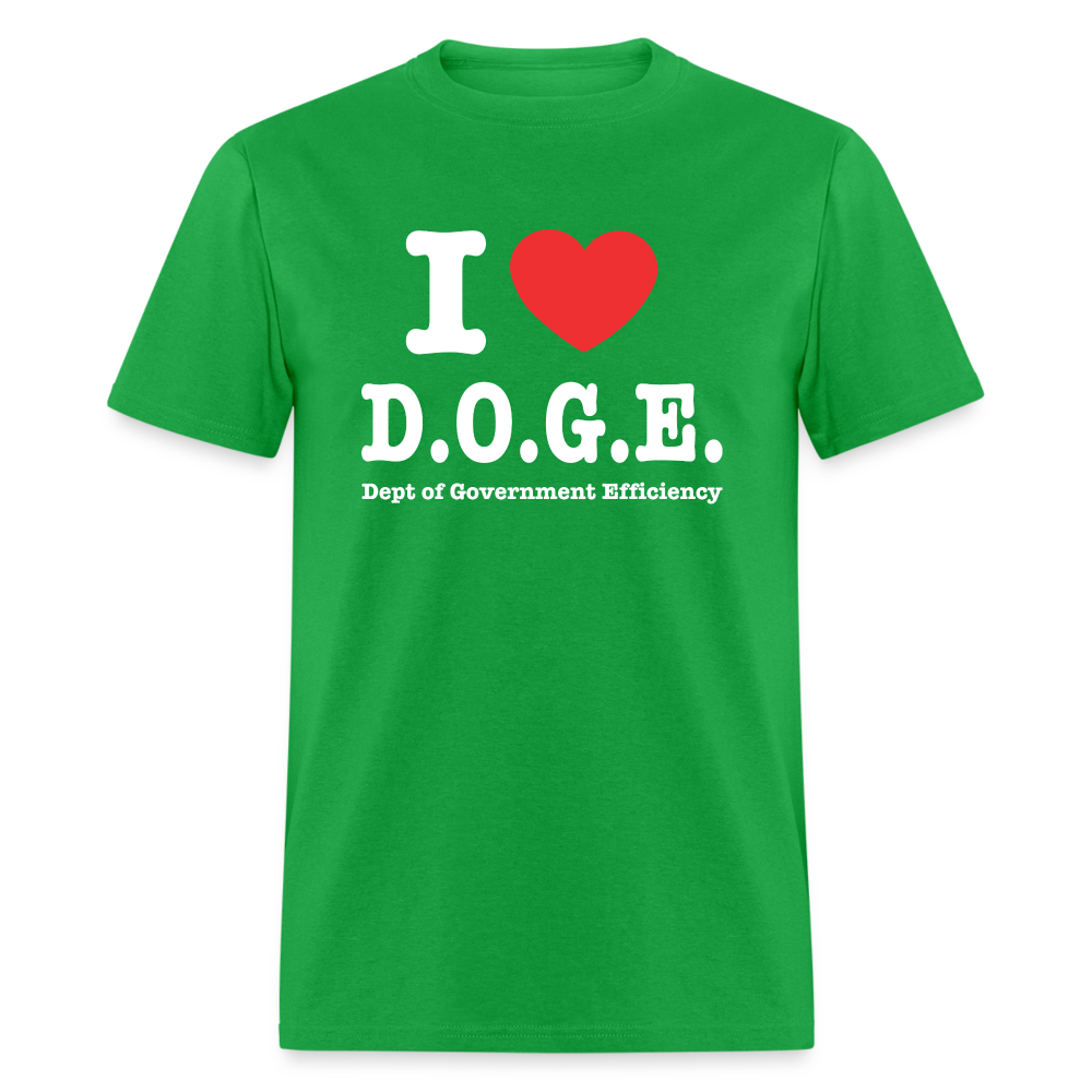 I Love DOGE (Dept of Government Efficiency) T-Shirt - bright green