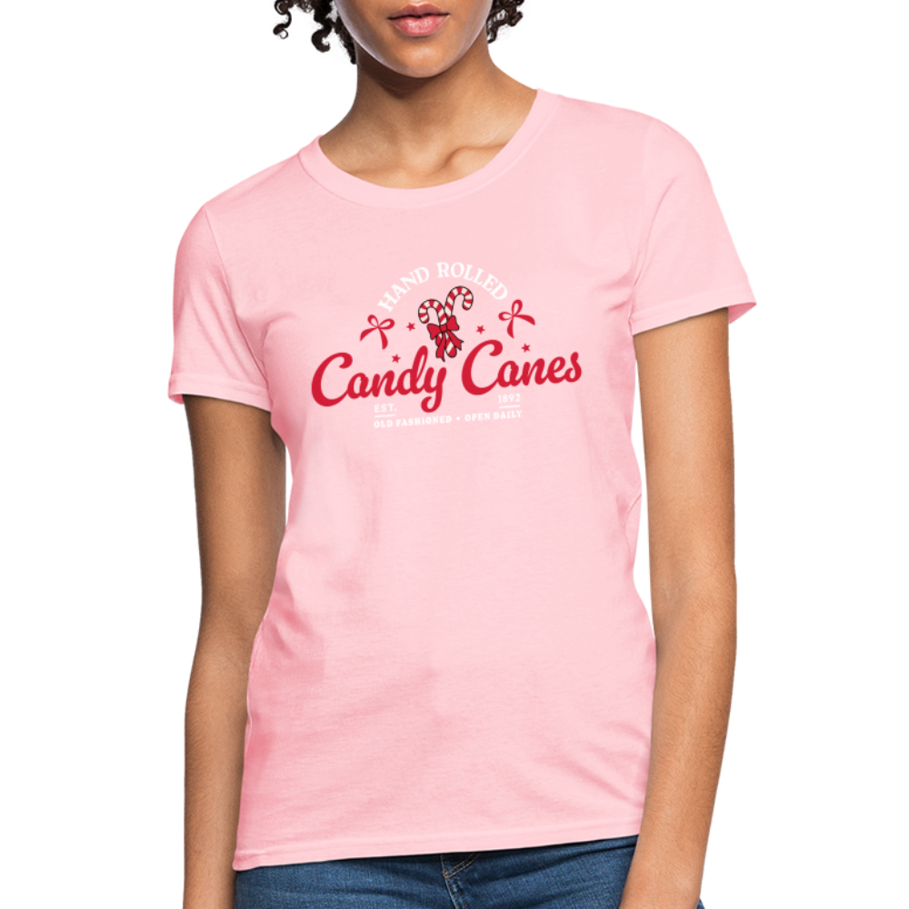 Hand Rolled Candy Canes Women's Contoured T-Shirt - pink