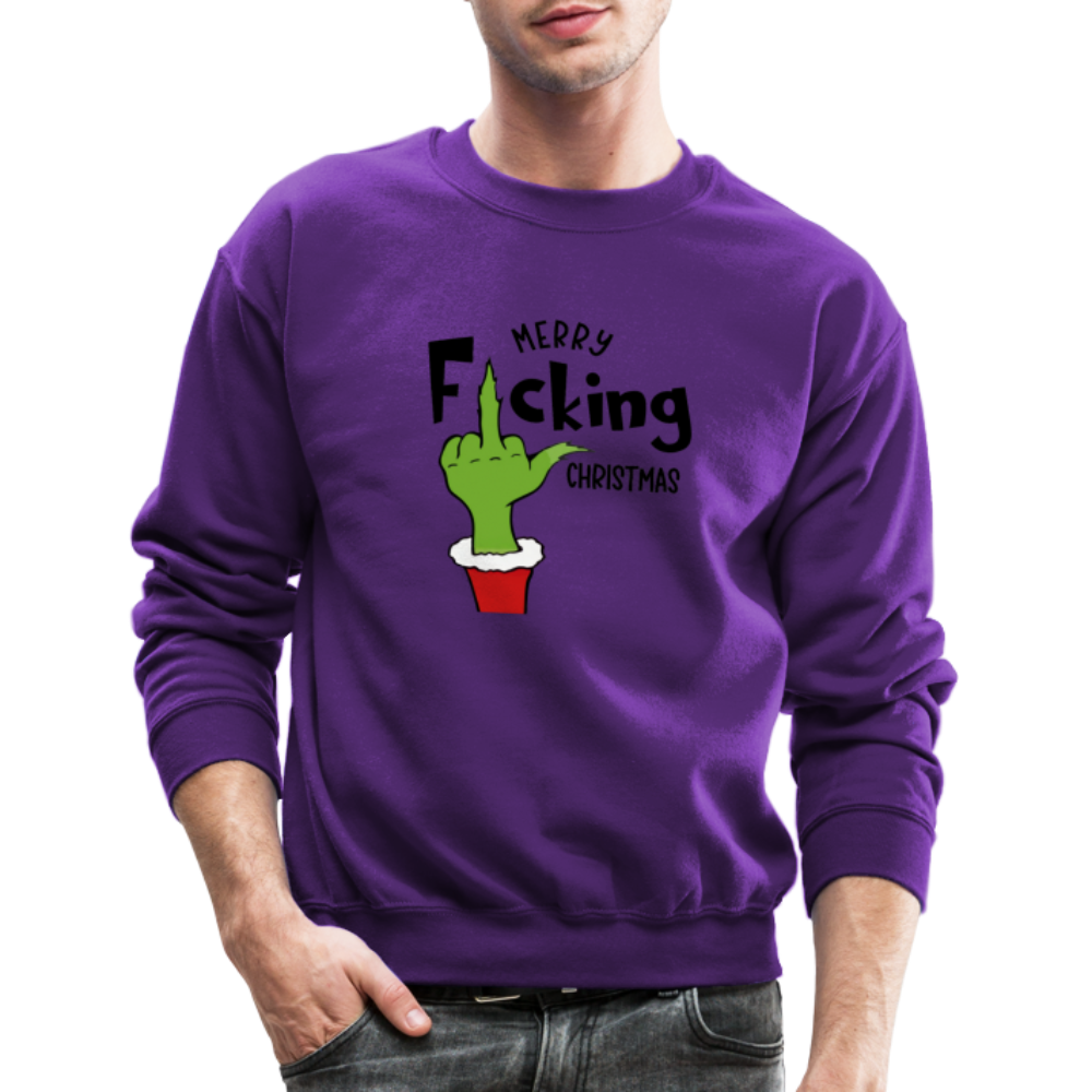 Merry F*cking Christmas Grumpy Middle Finger Sweatshirt - purple