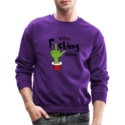 Merry F*cking Christmas Grumpy Middle Finger Sweatshirt - purple