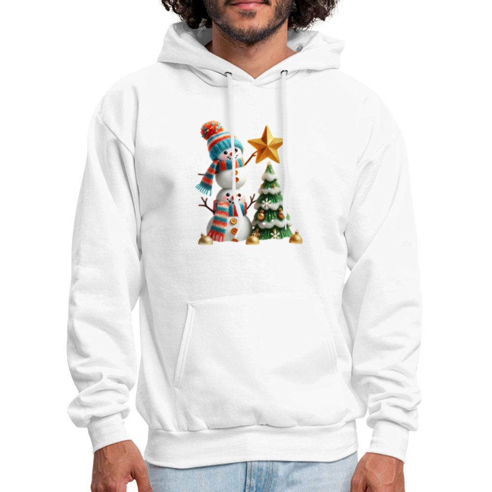 Cute Christmas Funny Snowman Decorating Tree Hoodie - white