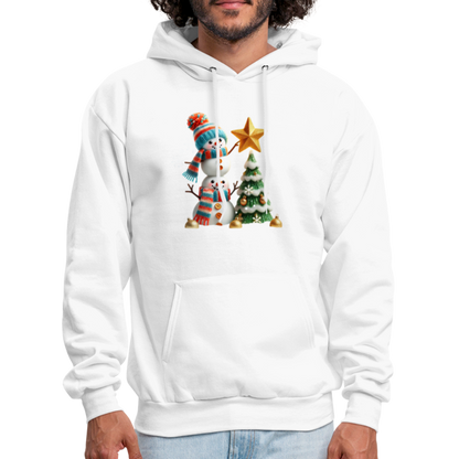 Cute Christmas Funny Snowman Decorating Tree Hoodie - white