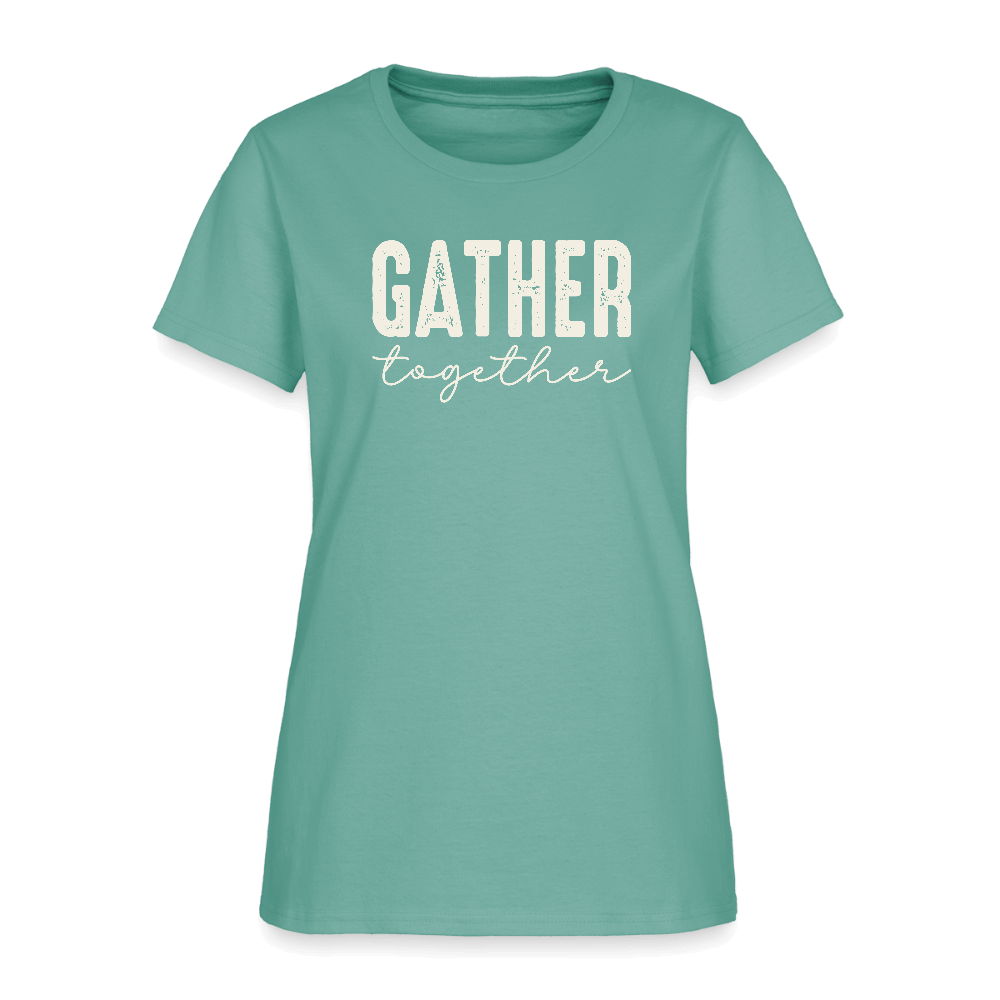 Gather Together (Thanksgiving) Women's T-Shirt Color: aquatic