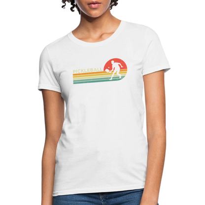 Retro Pickleball Women's Contoured T-Shirt - white