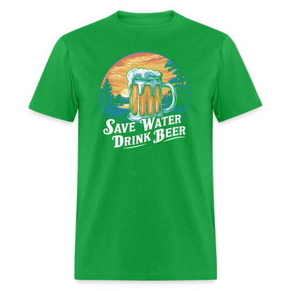 Save Water Drink Beer (Funny Drinking) T-Shirt - bright green