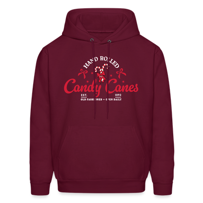 Hand Rolled Candy Canes Hoodie - burgundy