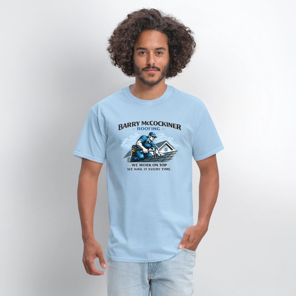 Barry McCockiner Roofing Funny Adult T-Shirt Color: Orange