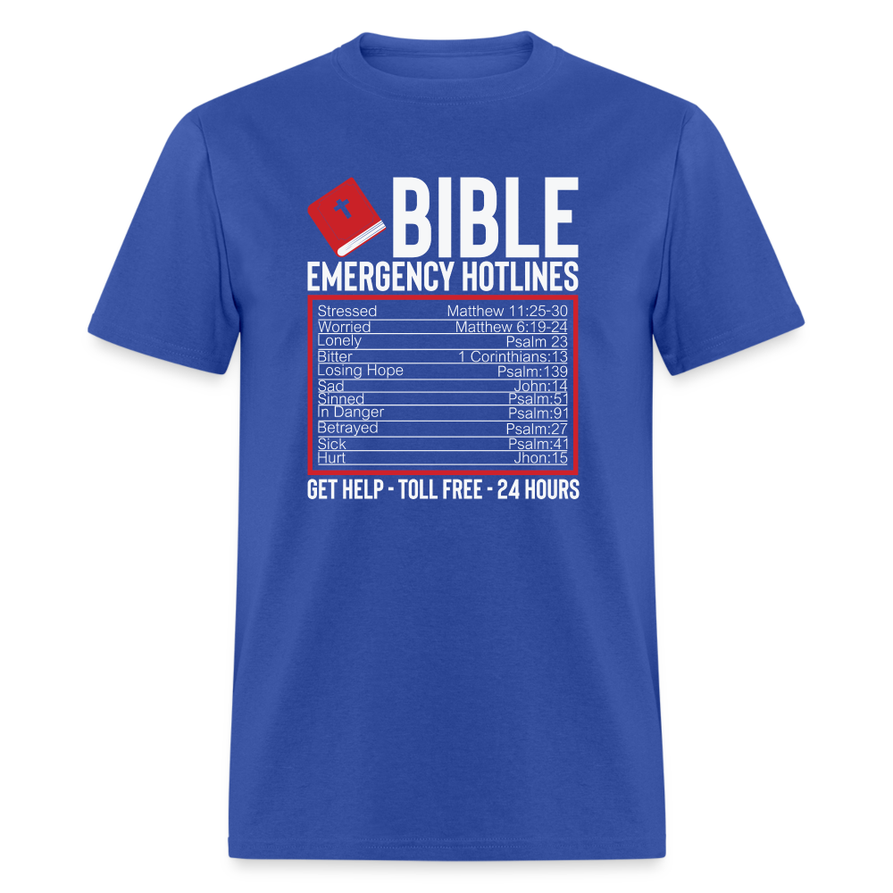 Bible Emergency Hotline (Scriptures) T-Shirt - royal blue