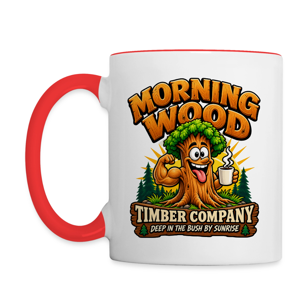 Morning Wood Timber Company Funny Ceramic Coffee Mug – Adult Humor Color: White/Black