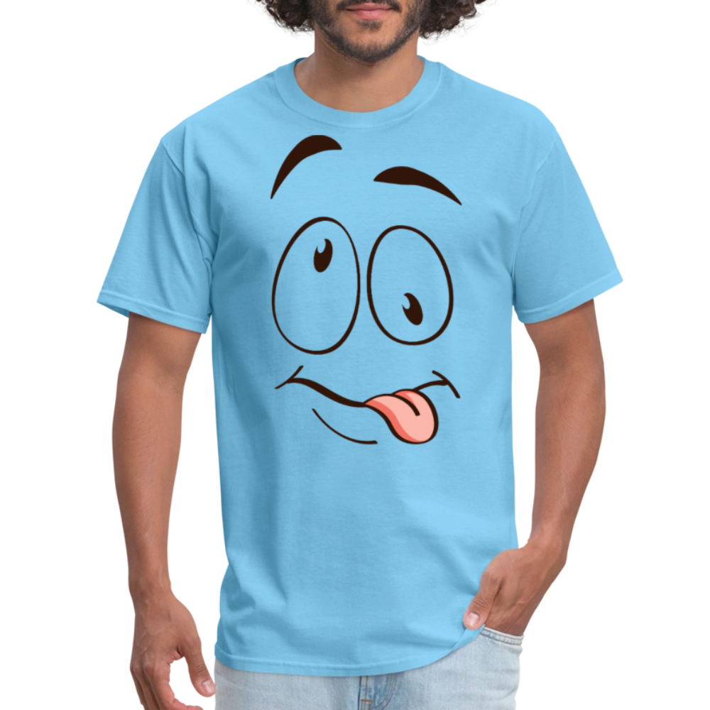 Suggestive Silly Face with Tongue T-Shirt - aquatic blue