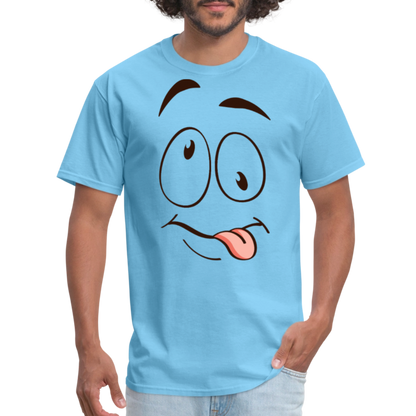 Suggestive Silly Face with Tongue T-Shirt - aquatic blue