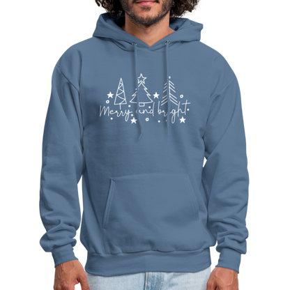 Merry and Bright (Christmas) Hoodie - denim blue