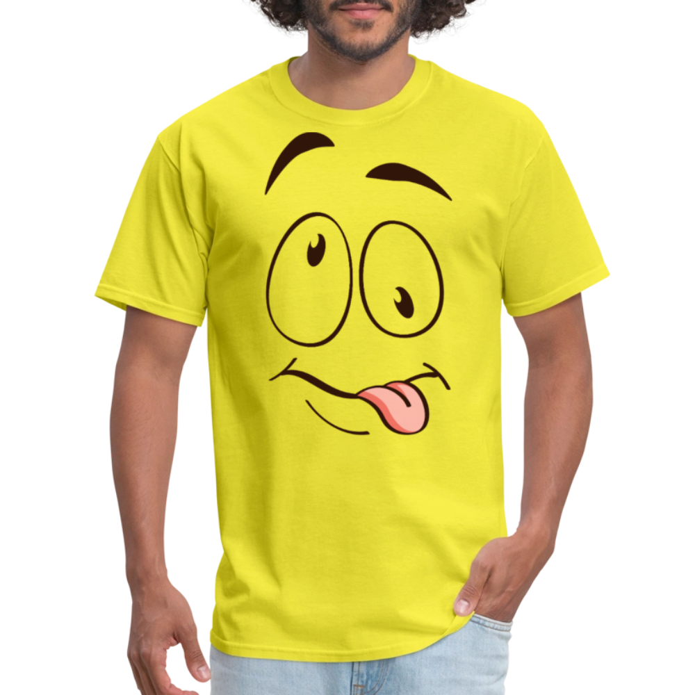 Suggestive Silly Face with Tongue T-Shirt - yellow