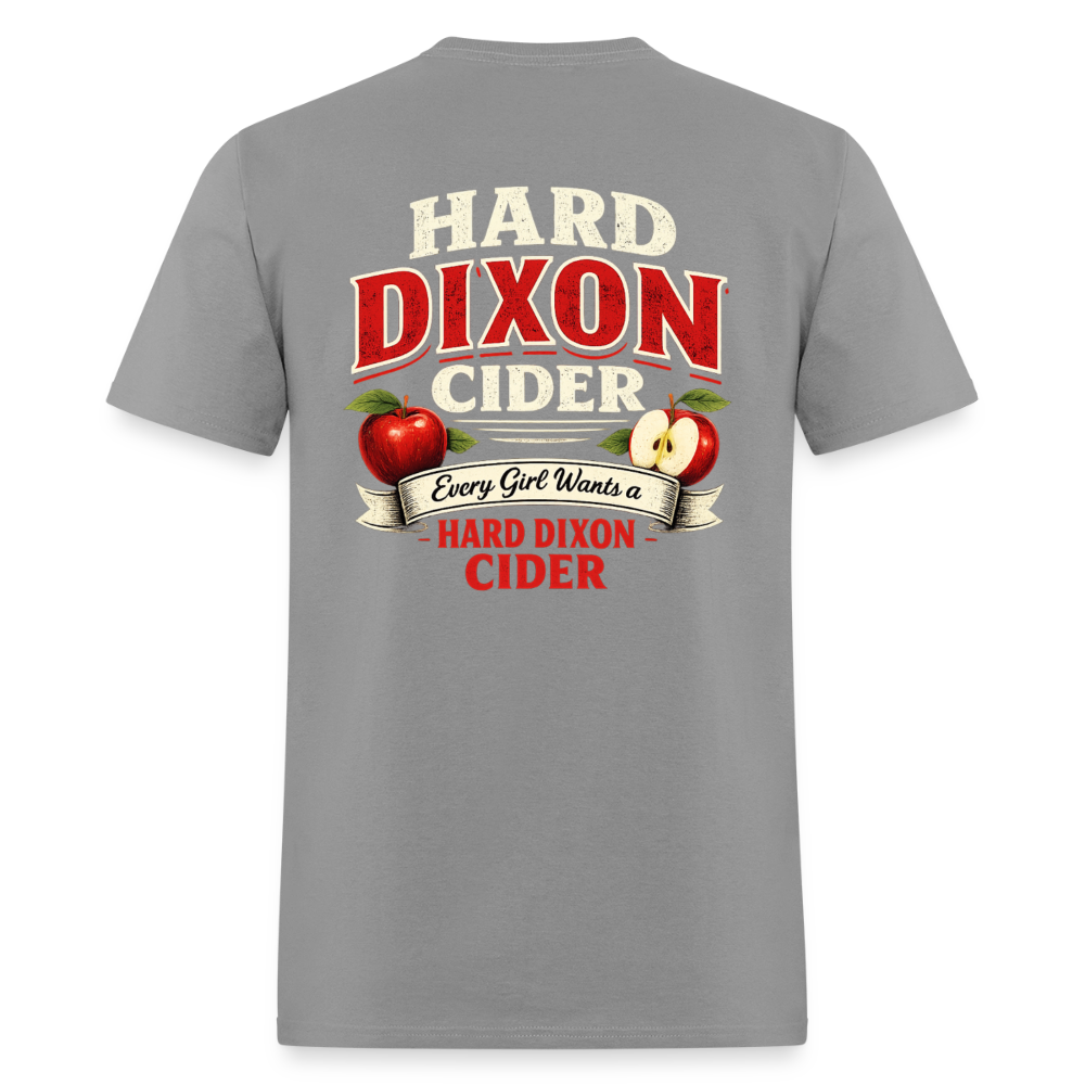 Hard Dixon Cider Funny T-Shirt (Front & Back) Color: Blue Dusk