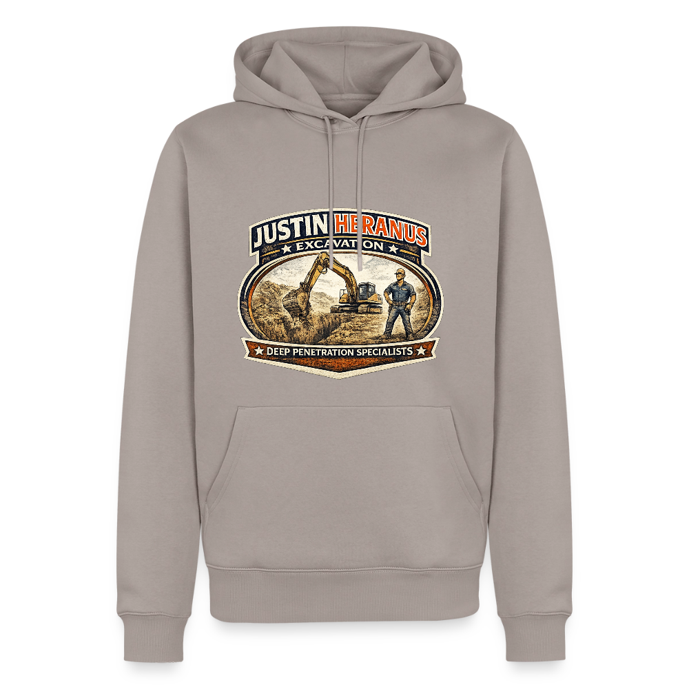Justin Heranus Drilling Co Hoodie Funny Adult Humor Gear Color: taupe