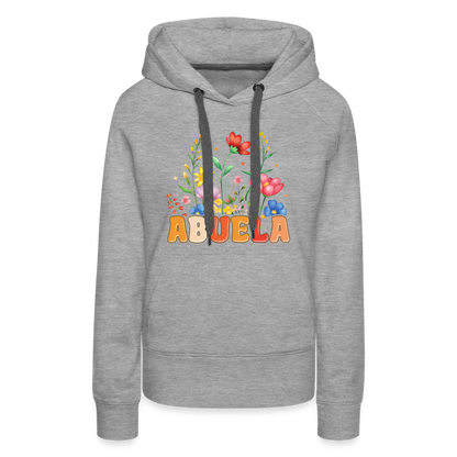 Abuela Women’s Premium Hoodie with Floral Design - heather grey