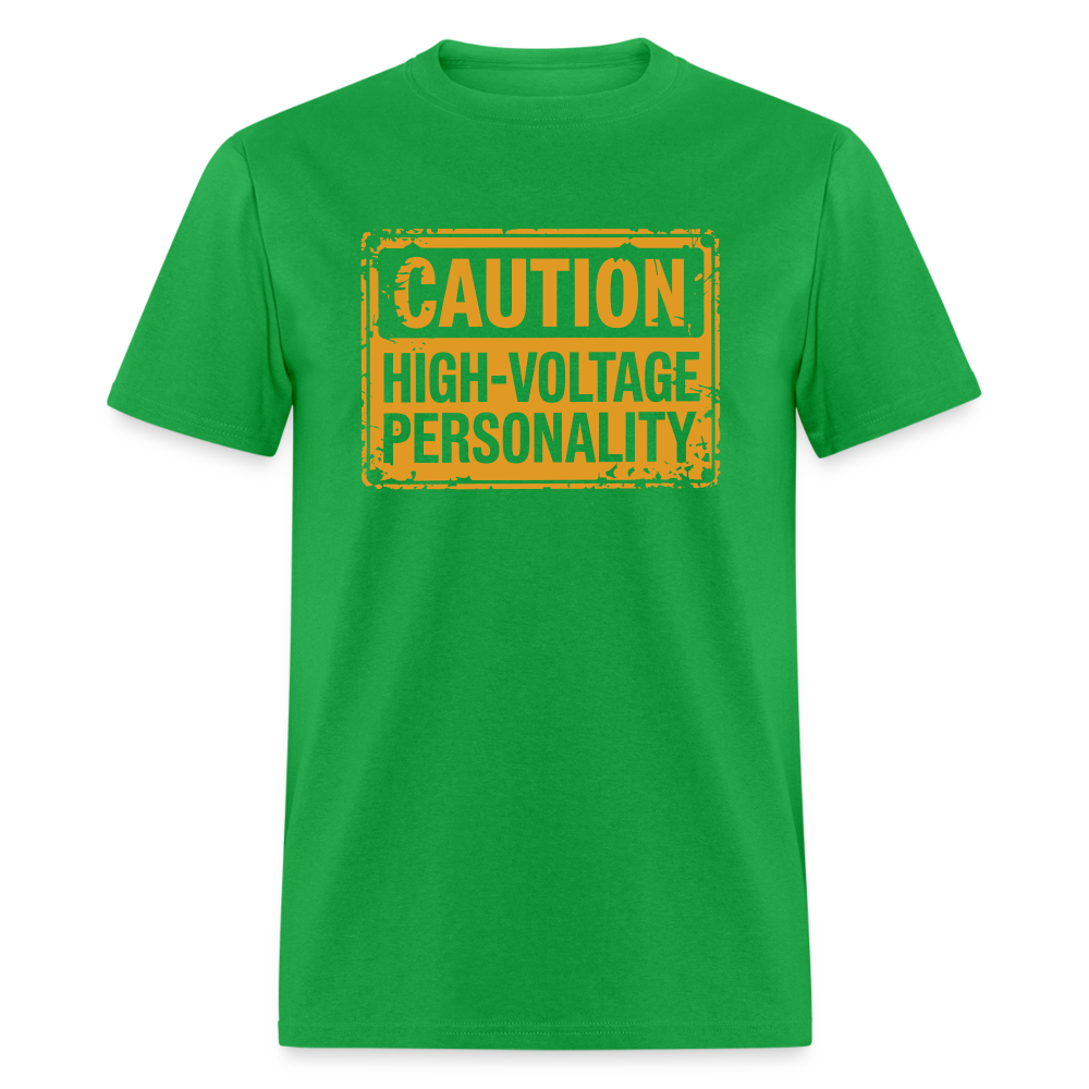 Caution High Voltage Personality T-Shirt - bright green