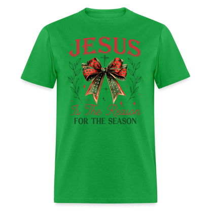 Jesus Is The Reason For The Season T-Shirt - bright green