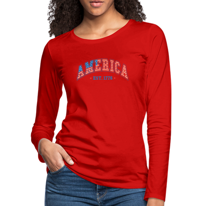 American 1776 Women's Premium Long Sleeve T-Shirt - red