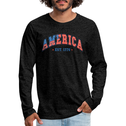 American 1776 Men's Premium Long Sleeve T-Shirt - charcoal grey