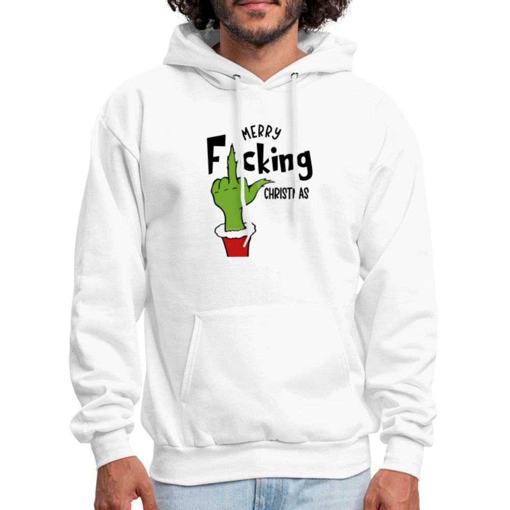 Merry F*cking Christmas Grumpy Middle Finger Hoodie - white