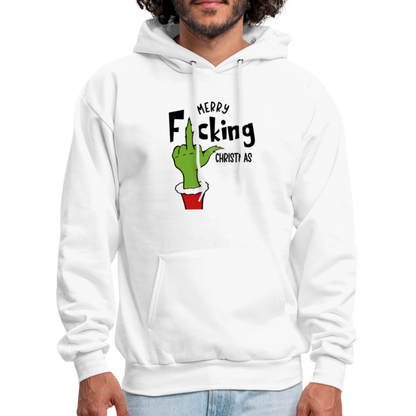 Merry F*cking Christmas Grumpy Middle Finger Hoodie - white