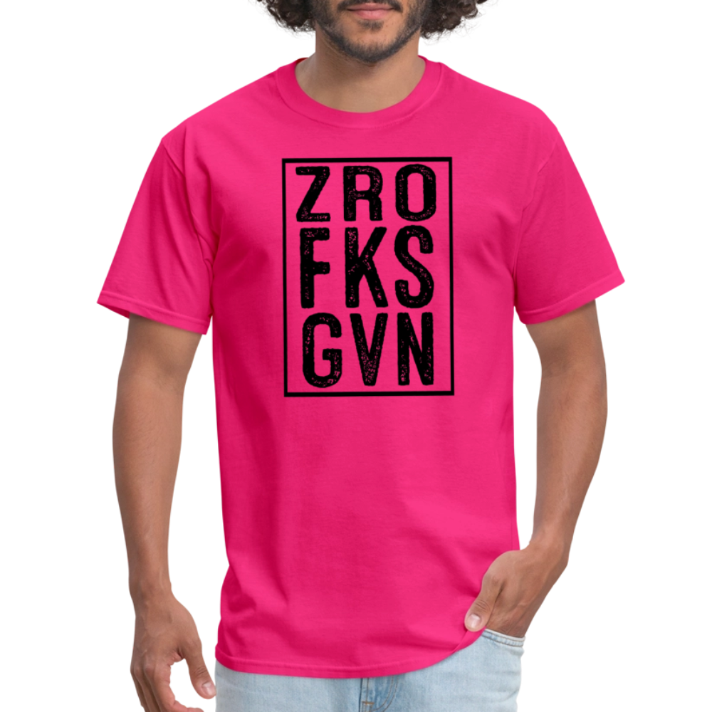 Zero Fucks Given (ZRO FKS GVN) T-Shirt - fuchsia