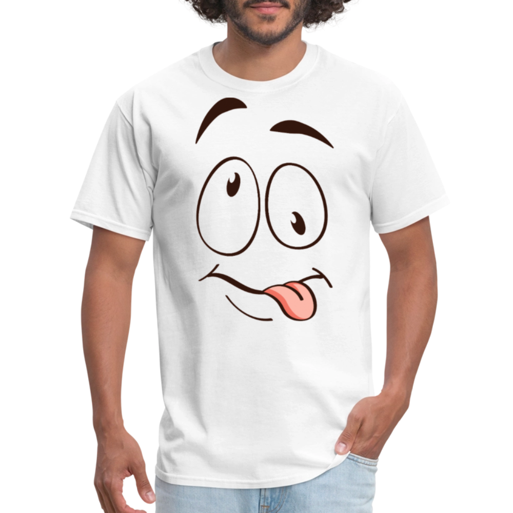 Suggestive Silly Face with Tongue T-Shirt - white