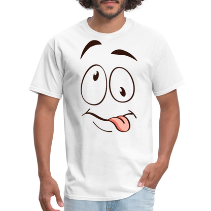 Suggestive Silly Face with Tongue T-Shirt - white