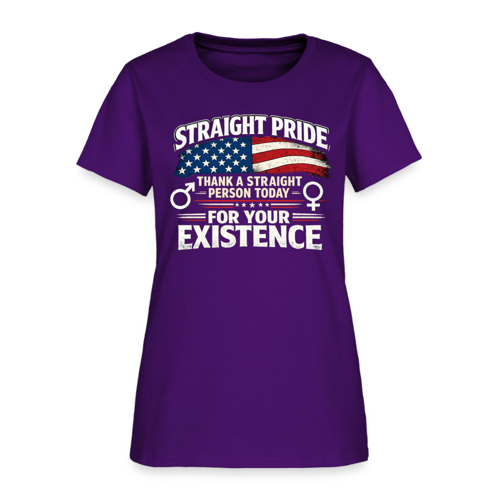 STRAIGHT PRIDE Women’s T-Shirt – Thank a Straight Person Today Color: Black